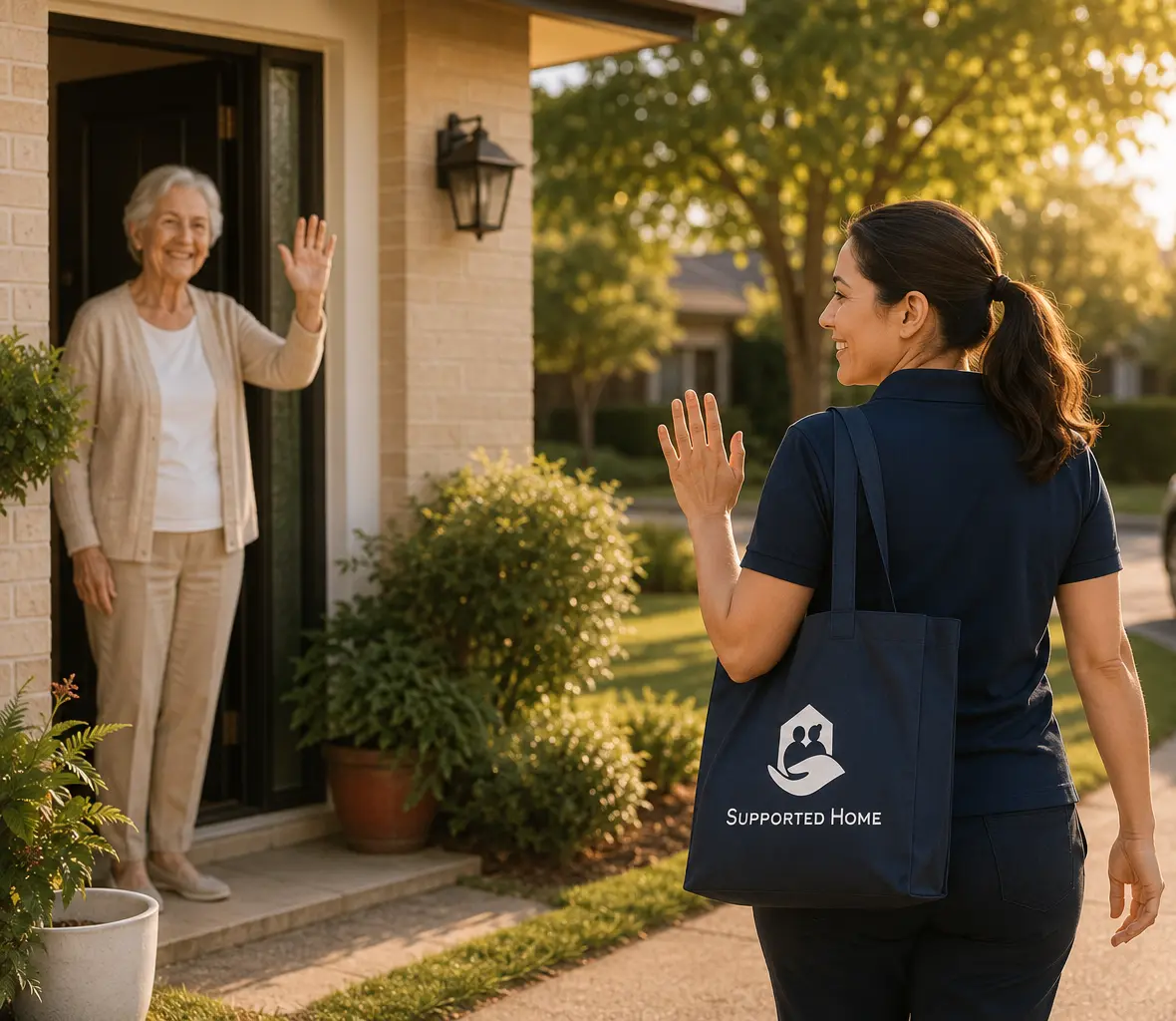 A Supported Home team member supporting an older person at home